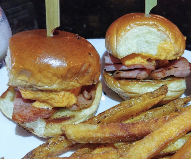 Bourbon On Rye signature dishes Prime Rib SlidersPork RollBeer Cheese Burger
